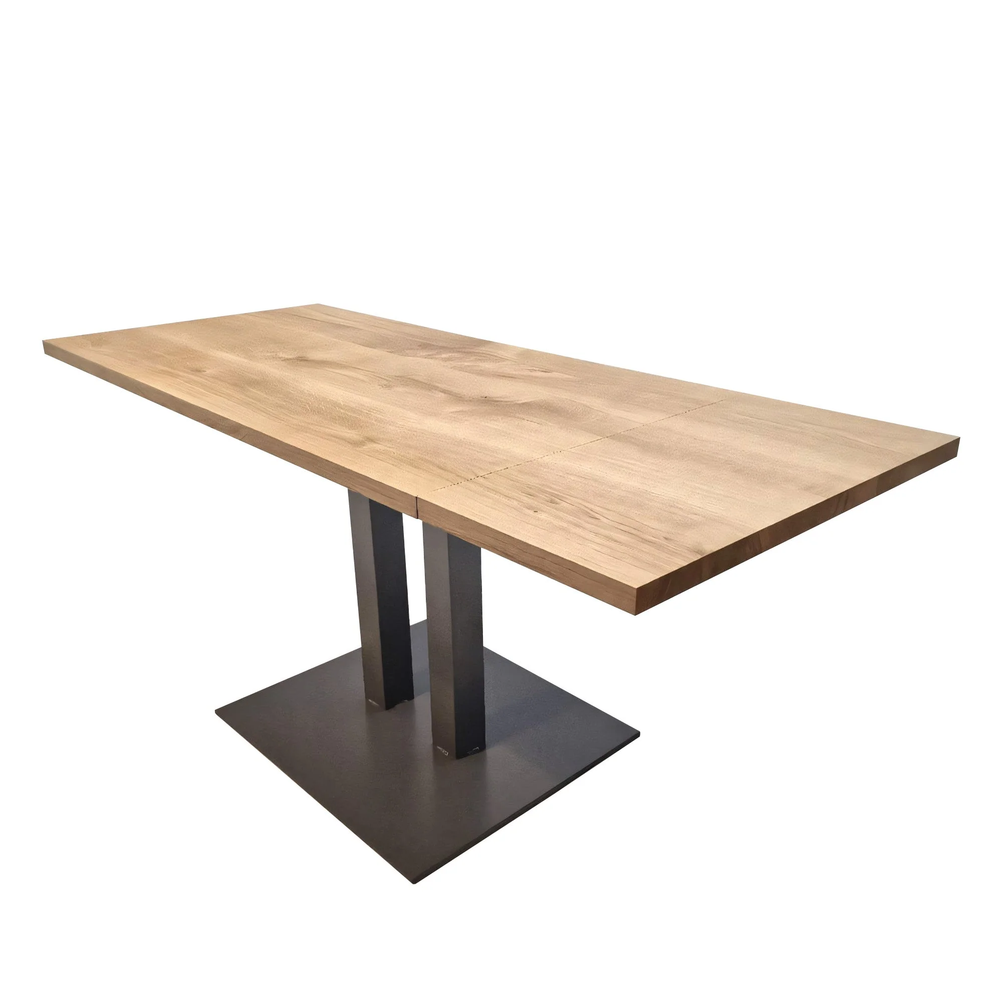 Pedestal Dining Table - PLEASE CONTACT FOR QUOTE VIA EMAIL The Dining/Bar Table combines elegance and functionality with its ultra-durable oak top