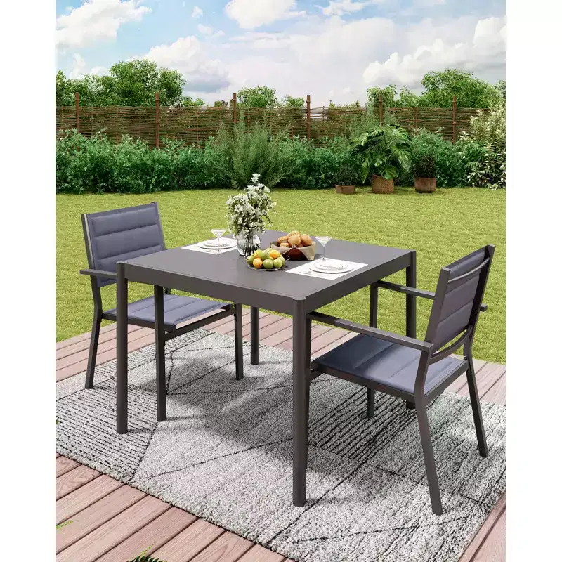 Aluminum Outdoor Dining Table for 4-8, Large Rectangular Patio Table with E-Coating for Backyard, Deck, Garden, Lawn,