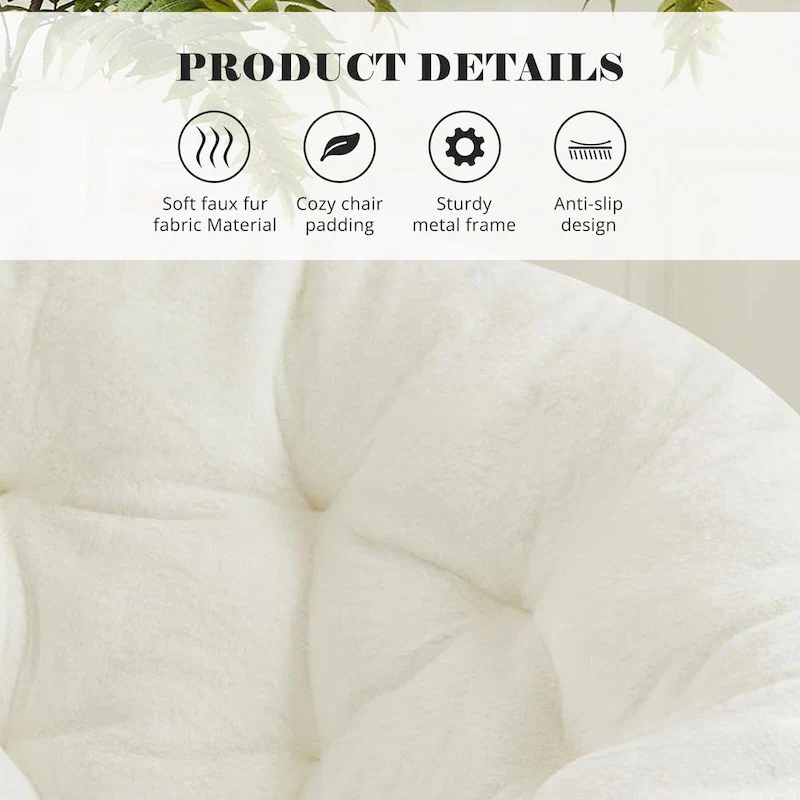 Foldable Saucer Chair with Faux Fur Cushion