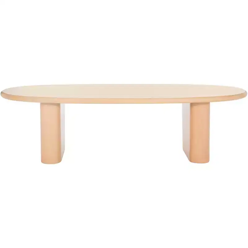 Oval Coffee Table, Solid Wood Frame, Sculptural Chunky Legs, 54
