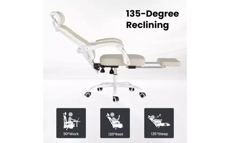 Ergonomic High-Back Mesh Office Chair with Footrest, Headrest & Adjustable Lumbar Support, 350 lbs