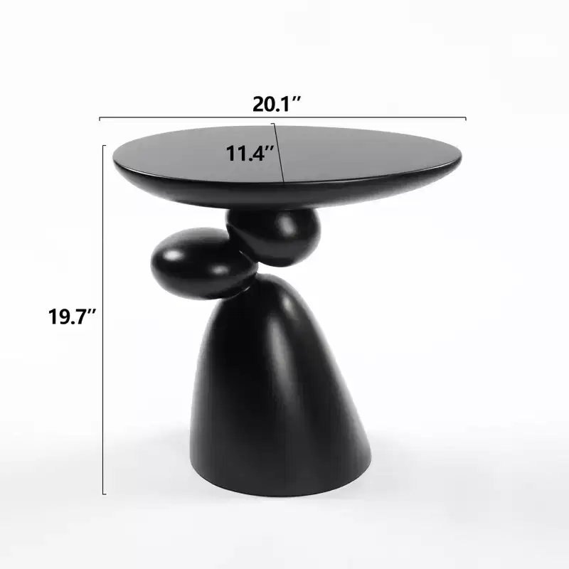MAYEERTY Modern End Table, Fiberglass Side Table with Decoration, for Living Room, Bedroom, Guestroom