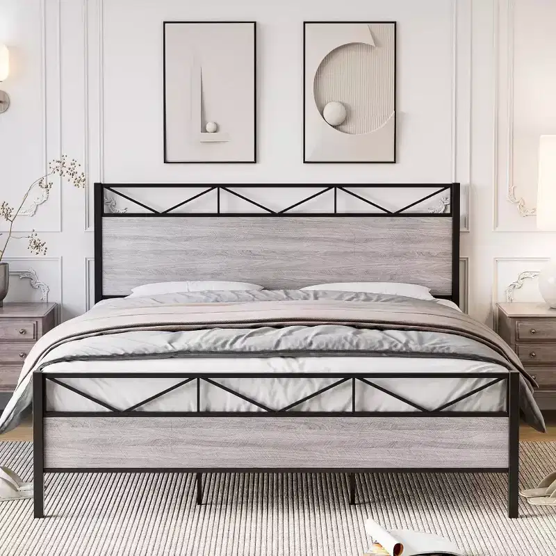 MDF Metal Platform Bed Frame King 80