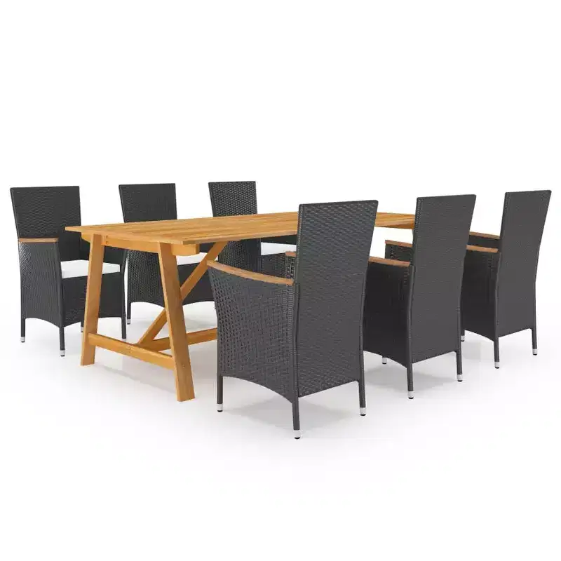 vidaXL Dining Set Solid Acacia Wood Large Ergonomic