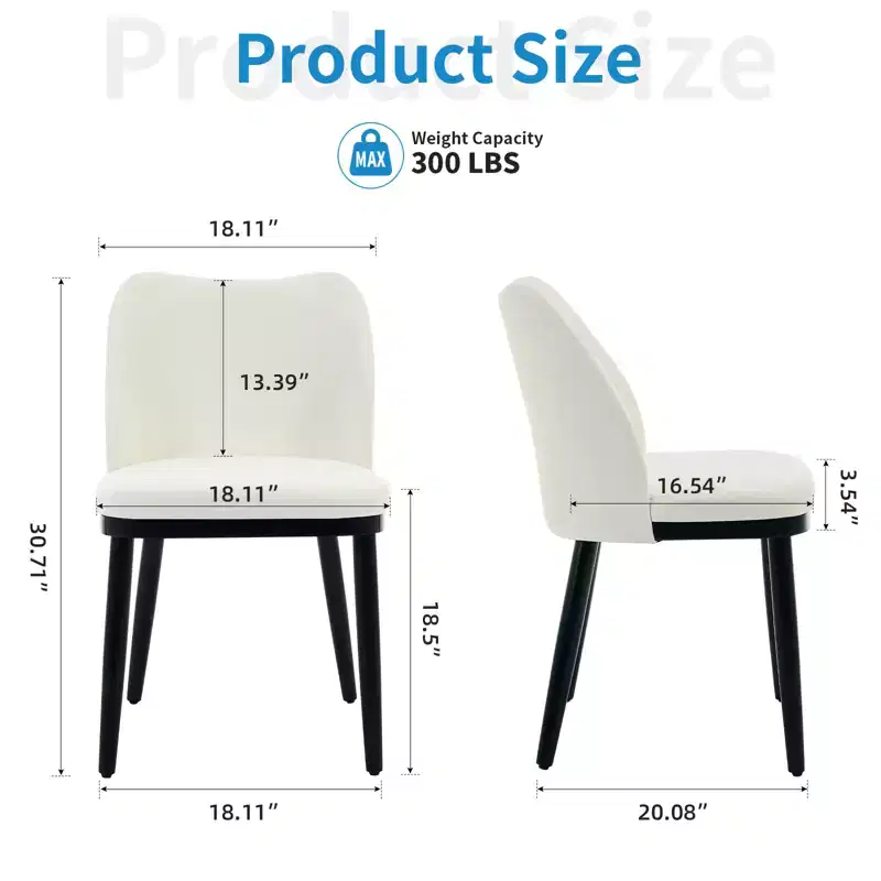 COZONY Dining Chairs Set of 2, Modern Upholstered Fabric Side Chairs with Padded Seat and Wood Legs, Accent Dining Room Chairs Kitchen & Living Room