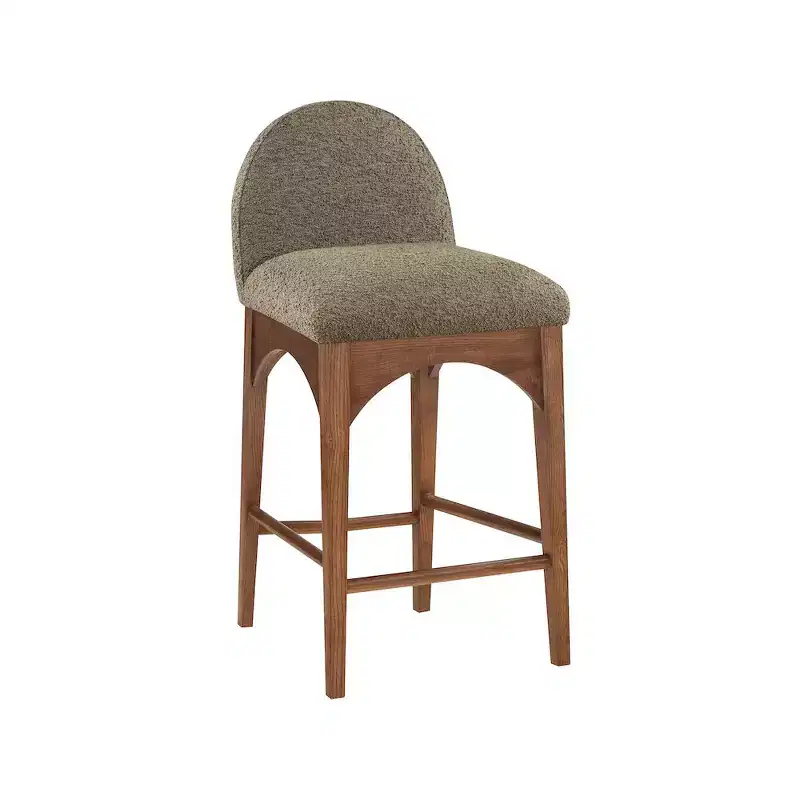 Meridian Furniture,Waldorf Olive Boucle Fabric Stool