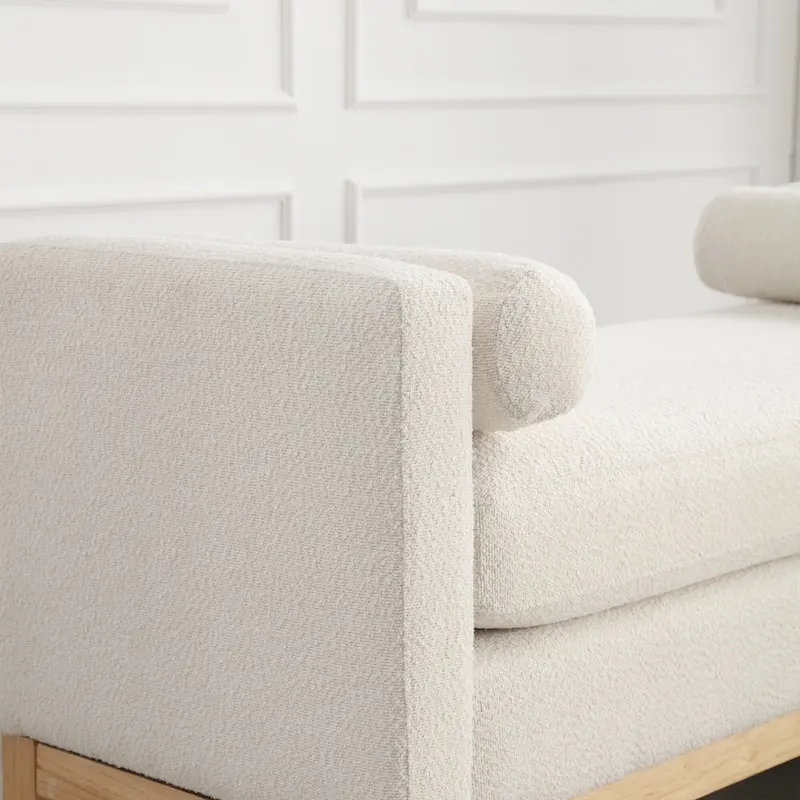 Upholstered Bench with Wood Legs