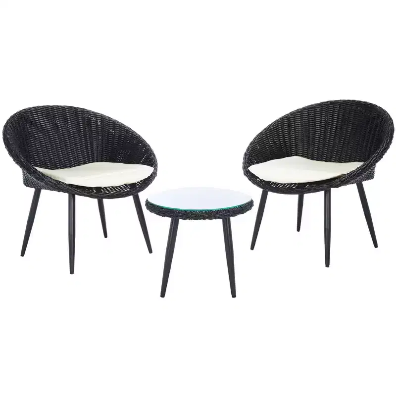 Merami 3 Piece Lounger Set - Indoor/Outdoor - PAT9017 - Black/Beige - Safavieh