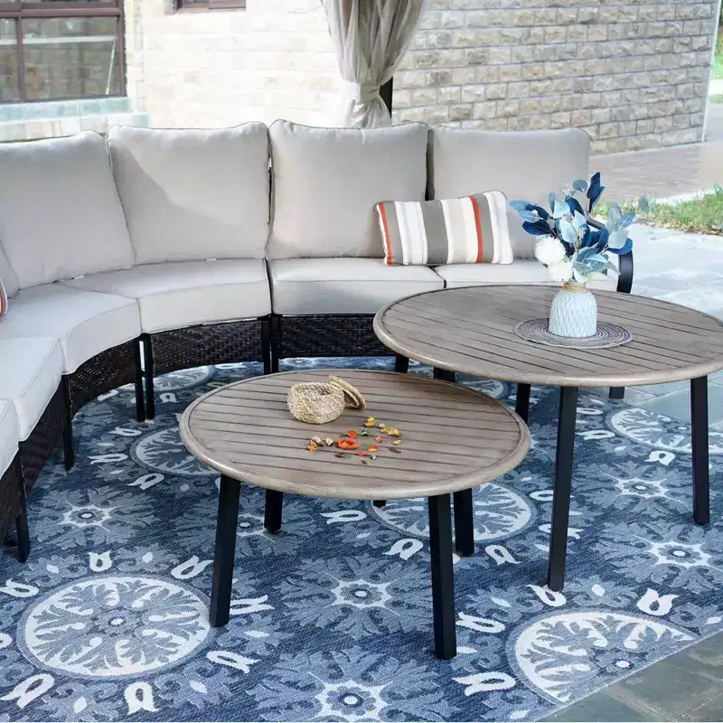 Captiva Designs 10-Seat Half-Moon Curved Outdoor Patio Conversation Set with Coffee Tables