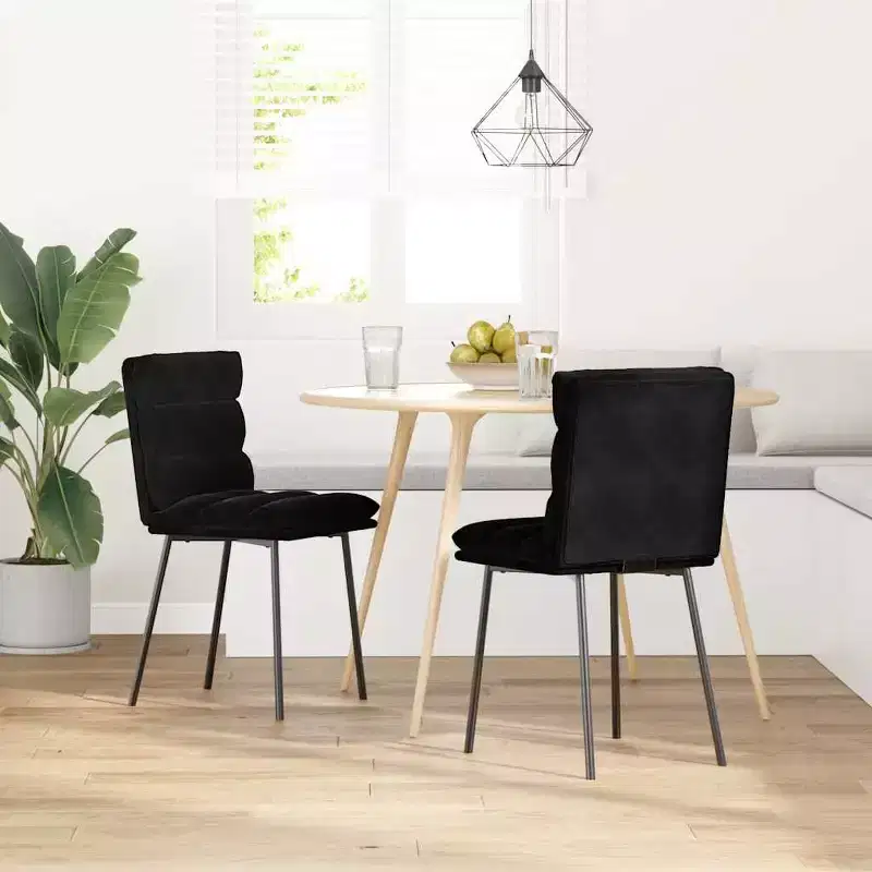 CLIHOME Modern Cassic Elegant Backrest Chair, Soft Velvet Soft Cushion Metal Foot Restaurant Dining Chair(Set of 2)