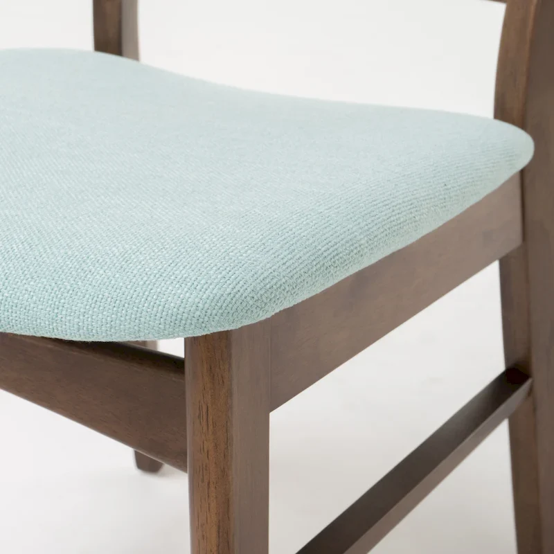 Mid-Century Modern Upholstered Rubberwood Dining Chair (Set of 2)