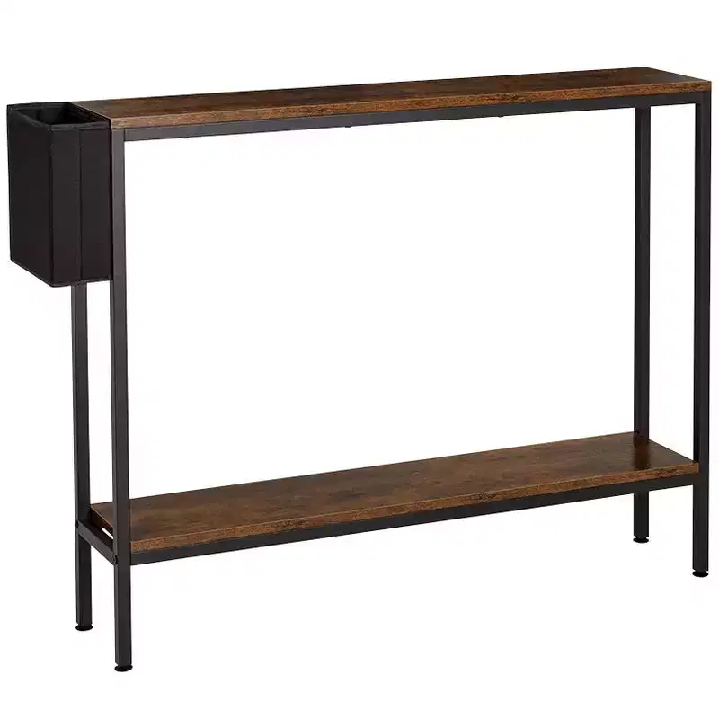 The Lakeside Collection Narrow Console Table 2-Tier with Side Pocket -
