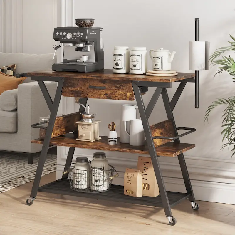 41.7 inch Wide Rolling Kitchen Island with Drawer - 41.7 inch