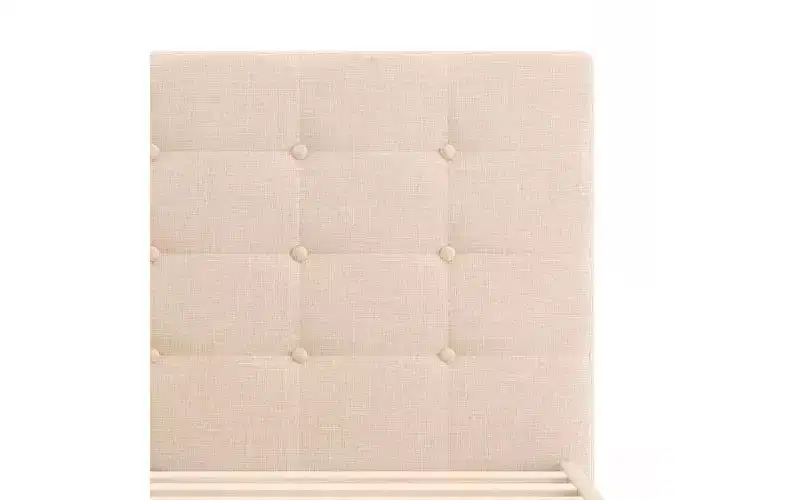 King Upholstered Platform Bed Frame, Light Brown, Steel Frame, No Box Spring Needed