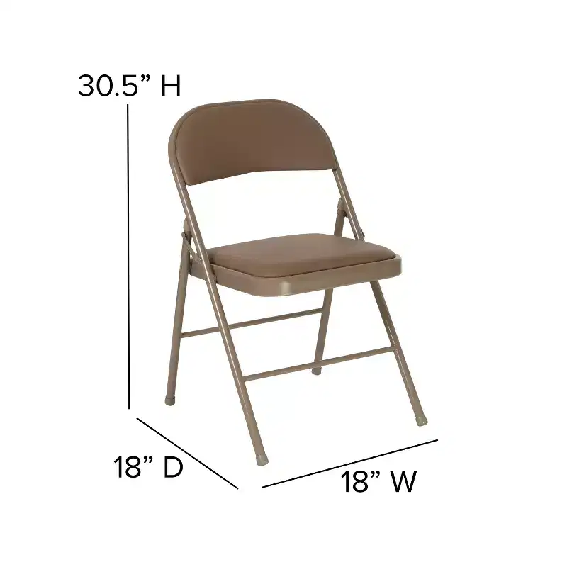 Beige / Gray Padded Vinyl Folding Chair – Set of 2