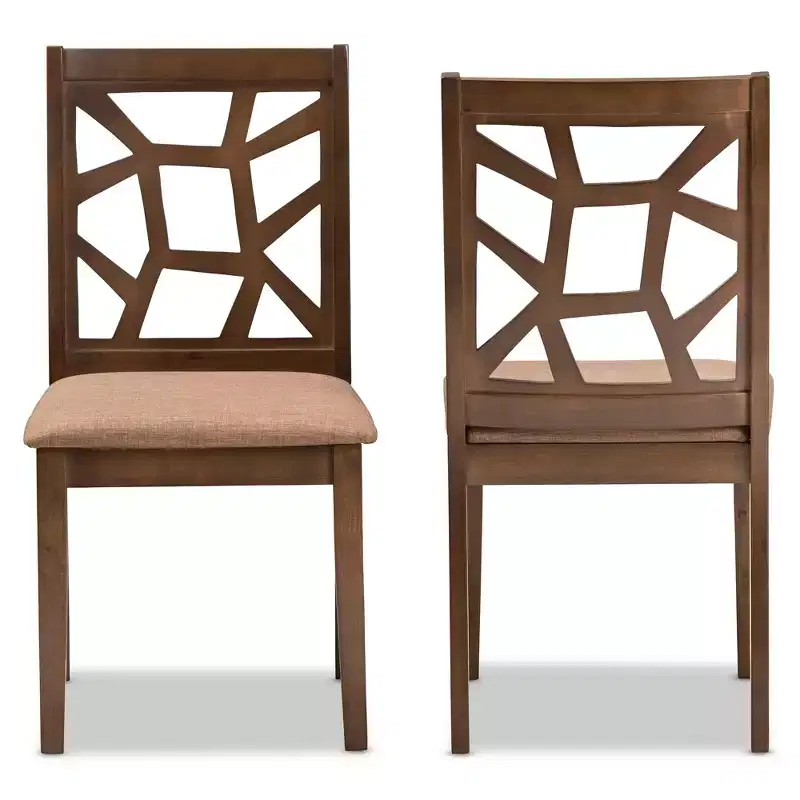 Set of 2 Abilene Midcentury Fabric Upholstered And Walnut Finished Dining Chairs Brown - Baxton Studio: Solid Rubberwood, Polyester Padding