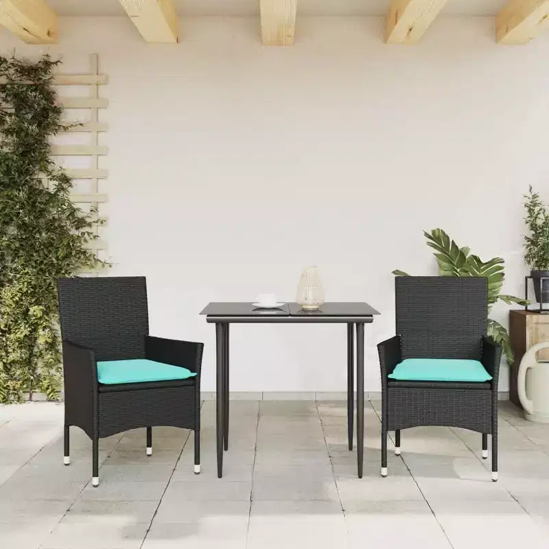 vidaXL Patio Chairs with Cushions 2 pcs Poly Rattan