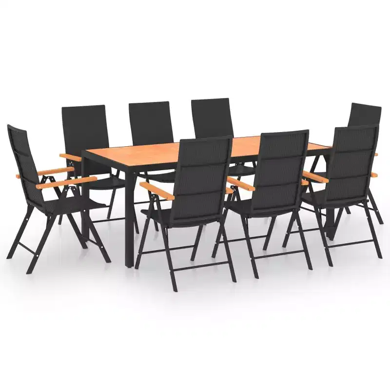 vidaXL Dining Set Black and Brown Aluminum Large Height-Adjustable