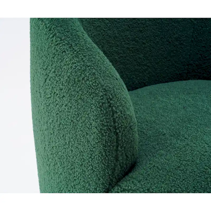 Green Chenille Swivel Barrel Chair with Metal Ring Base