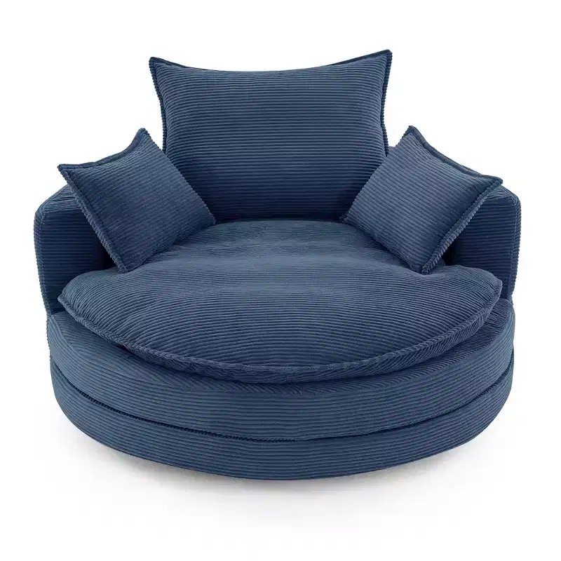 360 Swivel Barrel Chair with Dual-Layer Cushion Design