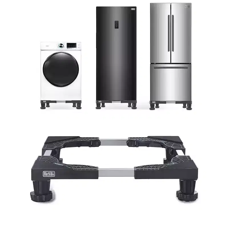 BLACK+DECKER Adjustable Pedestal Stand, Compact 4H Base with Anti-Vibration Pads, Stainless Steel Frame, Supports 700 lbs, BWS16, Black