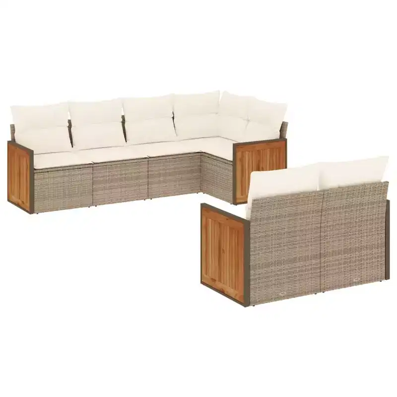 vidaXL Garden Sofa Set Beige PE wicker, Powder-Coated Steel, Polyester