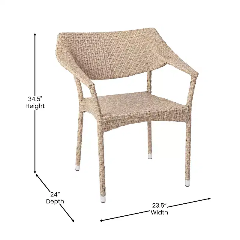 Flash Furniture Jace Commercial Grade Stacking Patio Chair, All Weather PE Rattan Wicker Patio Dining Chair