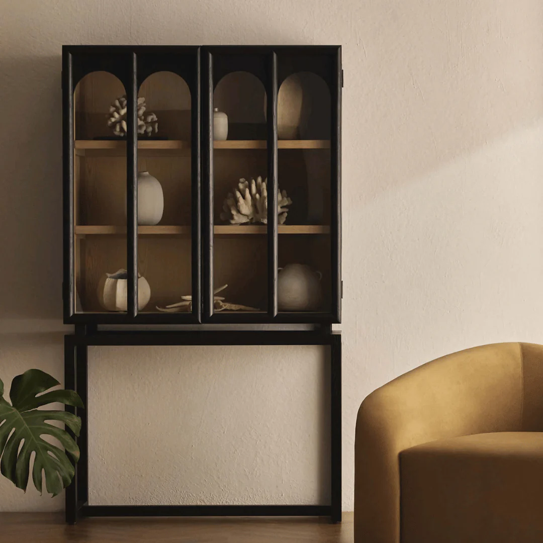 Modern Black Oak Storage Cabinet with Storage for Office
