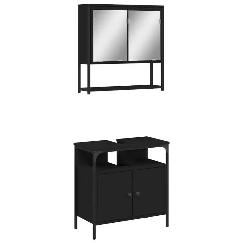 vidaXL Bathroom Furniture Set with Shelf 2 pcs Engineered wood Sets Storage