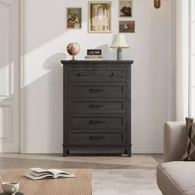 Garvee 5 Dresser for Bedroom, 41.3 Tall Drawer Dresser with Storage Freestanding, Wooden Closet Storage Chest for Living Room, Bedroom