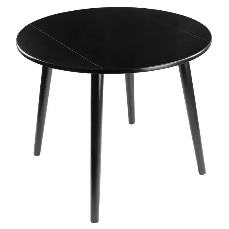 36 Moreno Round Drop Leaf Dining Table Black - Winsome: Space-Saving, Seats 4