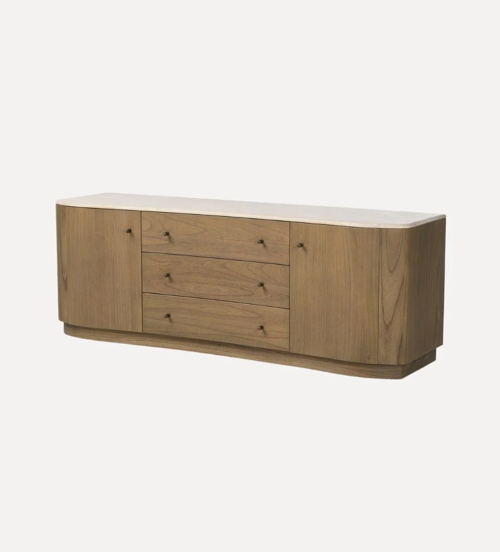 Media Console ¨C Streamlined Buffet with Warm Wood Finish, Generous Concealed Storage for Media Essentials, Clean Grounded Silhouette, 78W x 18D x 24H
