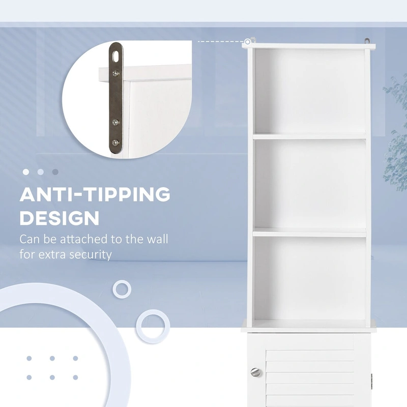 Tower with 3-Tier Open Adjustable Shelf