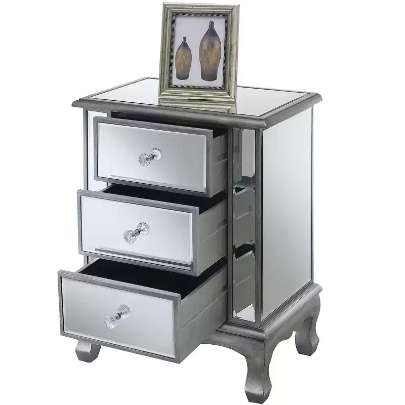 24.75 in.H Silver Color Rectangle Glass Table Top End Table 1 -piece