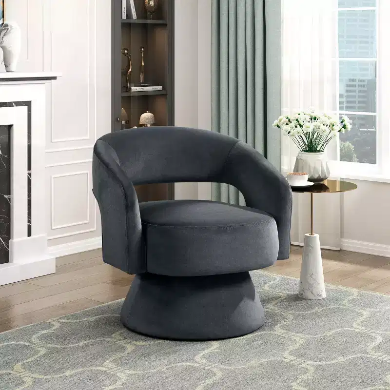 Velvet Swivel Accent Chair, 1-Seat