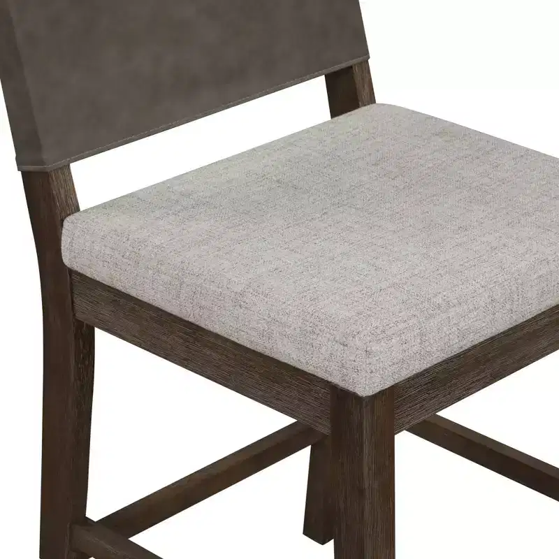 Nathan James Linus Counter Height Barstool Brushed Dark Brown Wood Gray Linen: Upholstered, Rubberwood Frame, 300lb Capacity