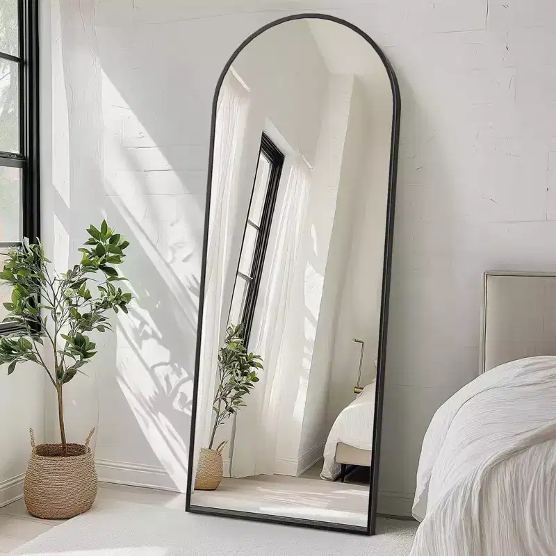 Full Length Floor Mirror with Metal Stand and Hanging Holes