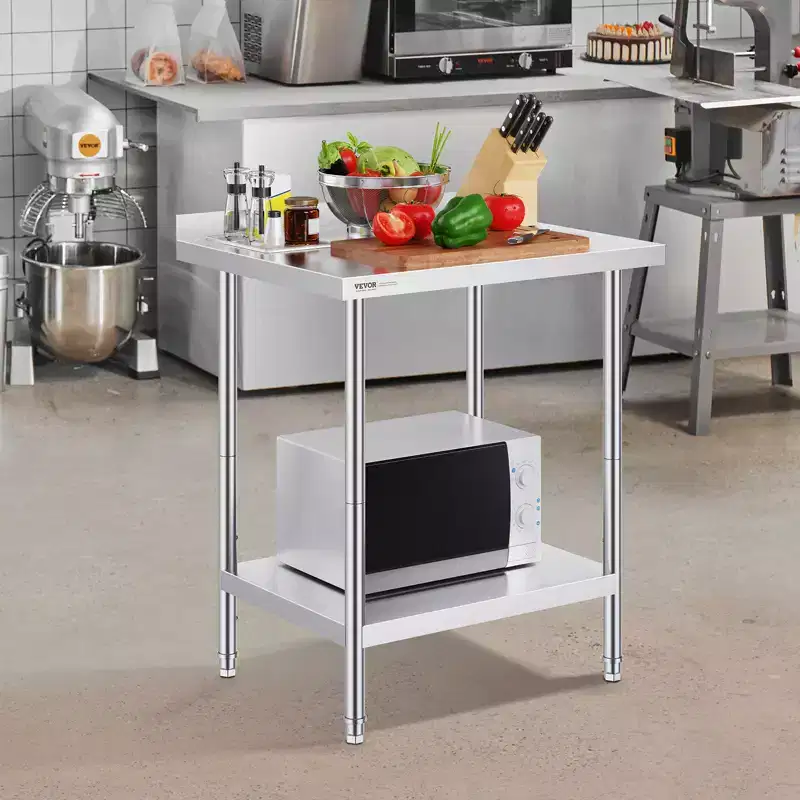 VEVOR 24 x 30 x 36 Inch Stainless Steel Work Table,Commercial Food Prep Worktable Heavy Duty Prep Worktable, Metal Work Table with Adjustable Height