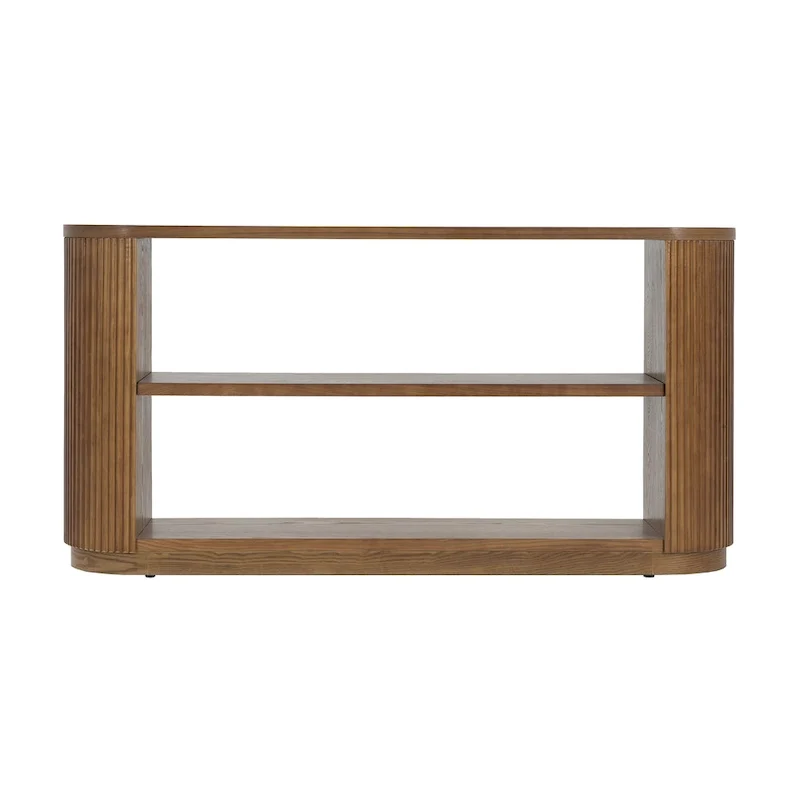 Console Table with Open Shelves and Fluted Wood Veneer