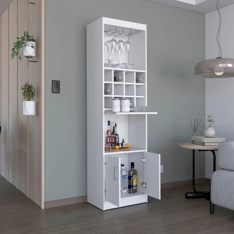 71-Inch 5-Tier Bar Cabinet with Wine Rack & Stemware Holder