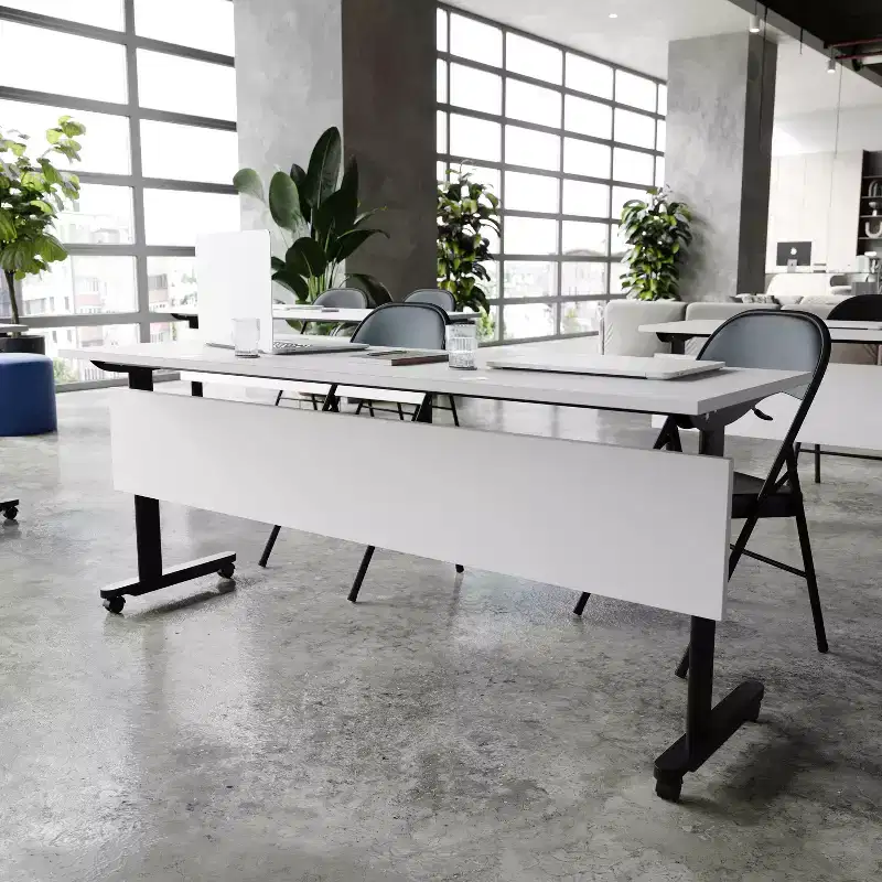 Commercial Grade Heavy-Duty Nesting Flip Training Table with T-Legs and Modesty Panel