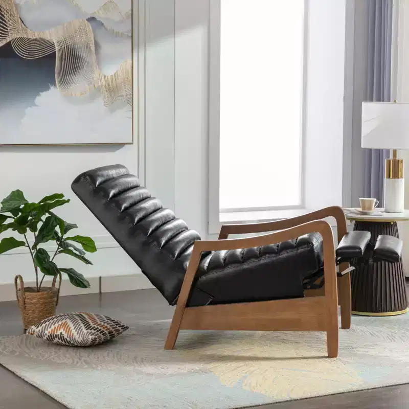 Bestier 26 Recliner Chair for Adult, Luxurious Oil Wax Leather Arm Chair with Footrest, Upholstered Reclining Accent Chair for Living Room Reading