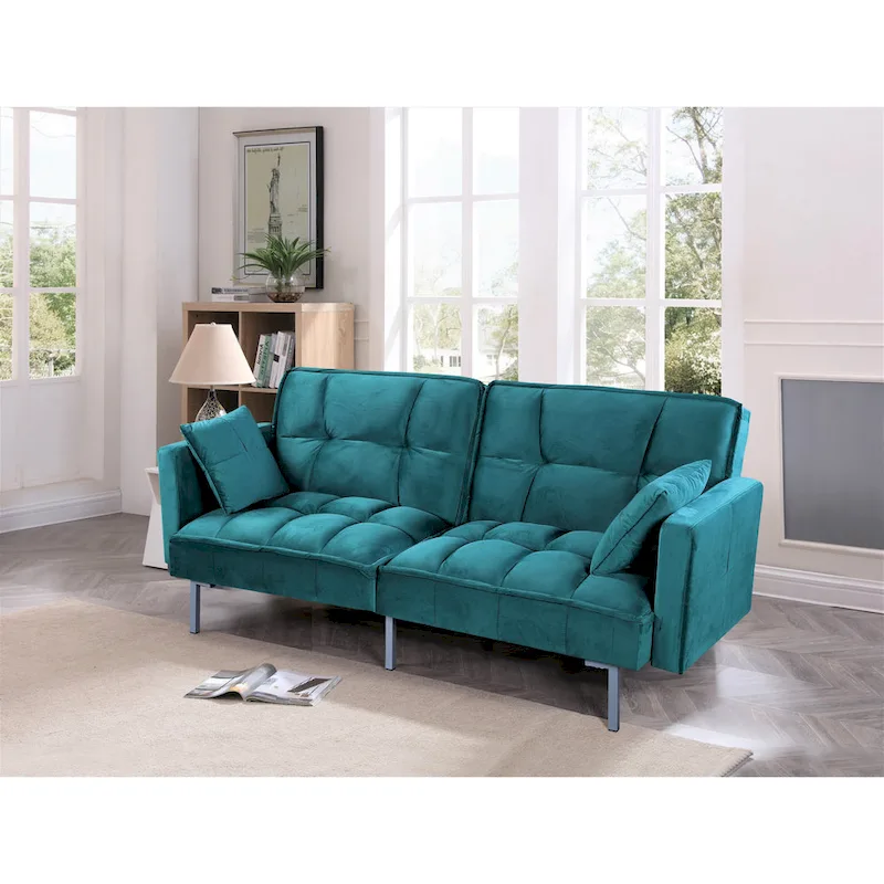 Bernal 75.6W Velvet Futon Sofa Bed Sleeper