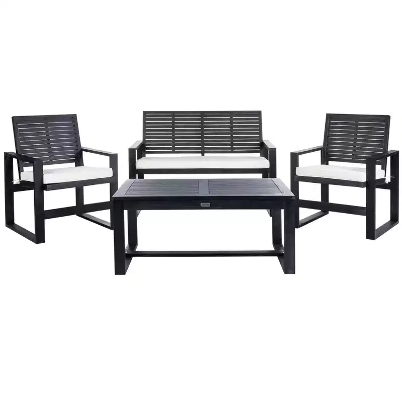 Ozark 4 Piece Patio Set - Indoor/Outdoor - FOX6007 - Safavieh Couture