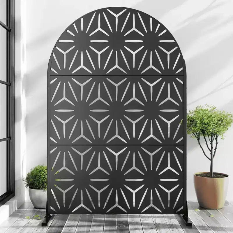 MAYEERTY Star Shaped Black Arched Galvanized Steel Privacy Screens Outdoor and Indoor Partition Decorative Screen
