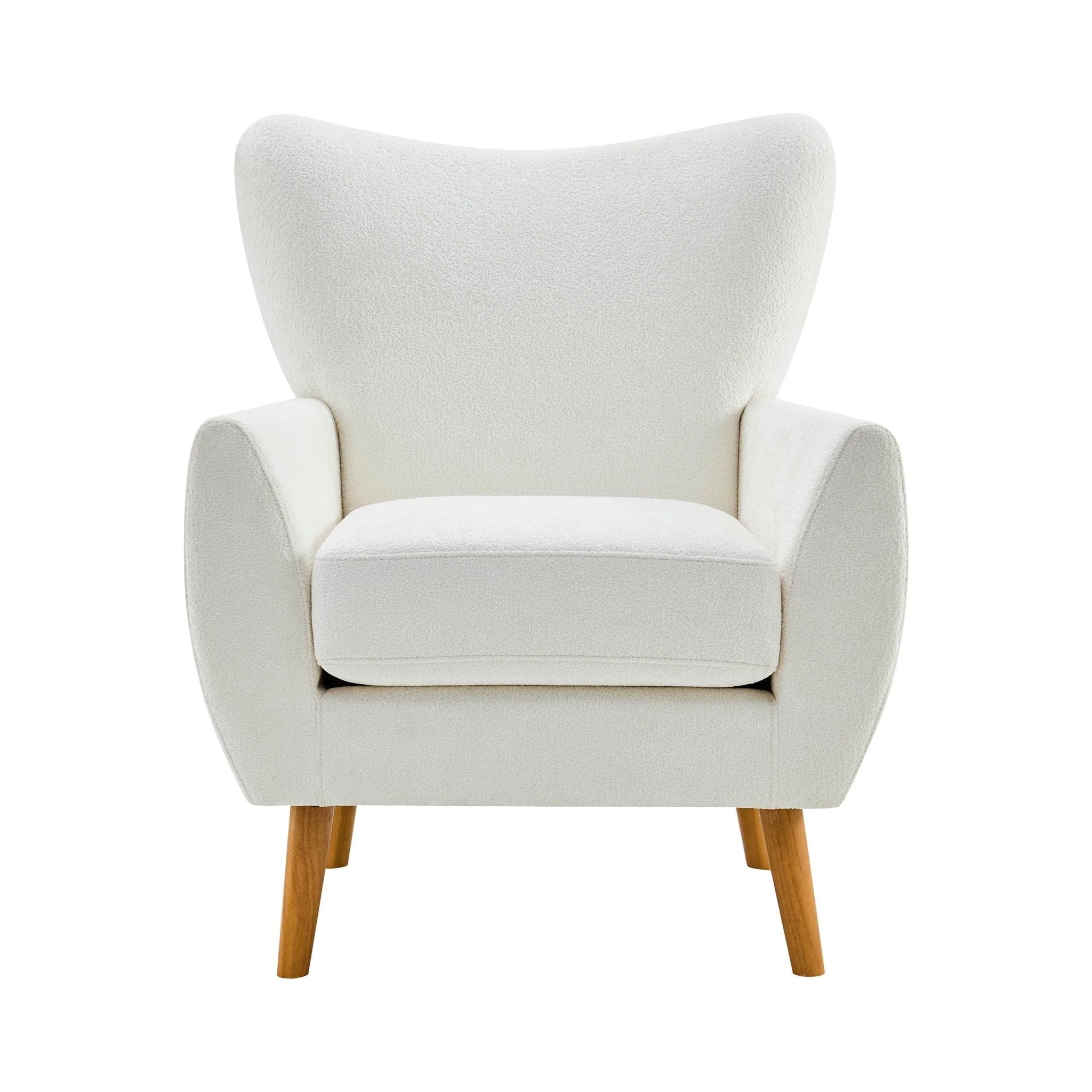 Contemporary Ecru Chenille Accent Chair with Plush Comfort for Living Room