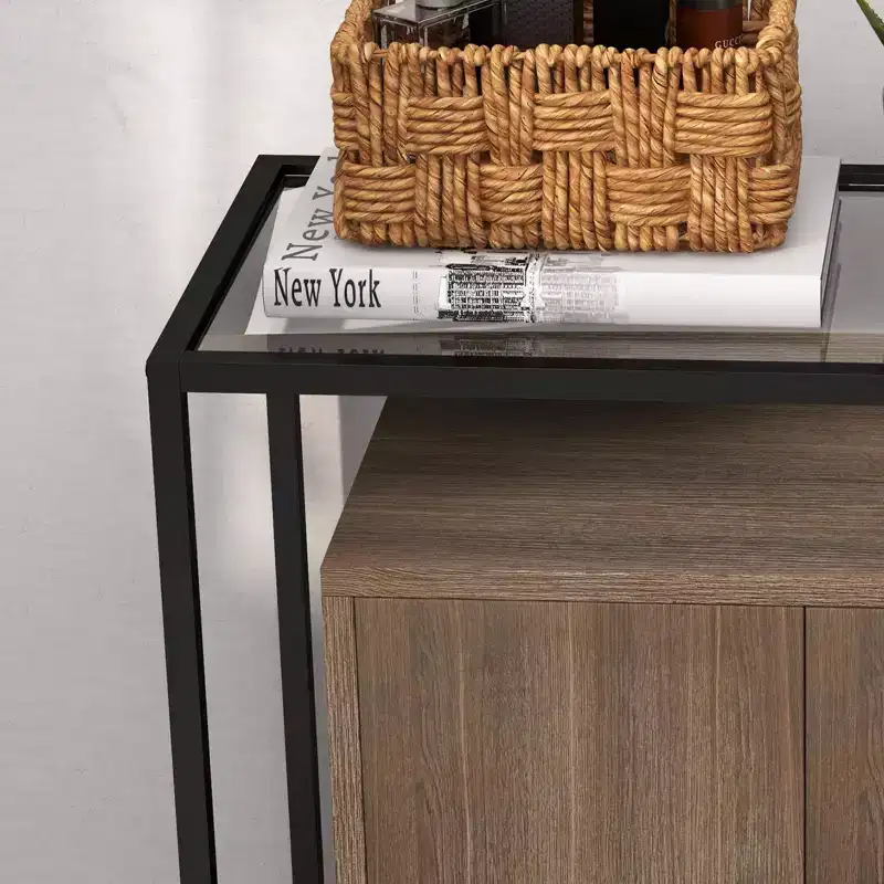 Sideboard Buffet Storage Cabinet, 2 Door Accent Console Table, Steel Frame, for Bedroom, Living Room, Kitchen, Office