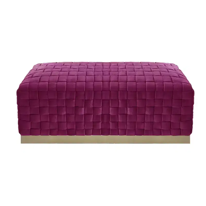Nicole Miller Satine Velvet Hand Woven Bench with Base