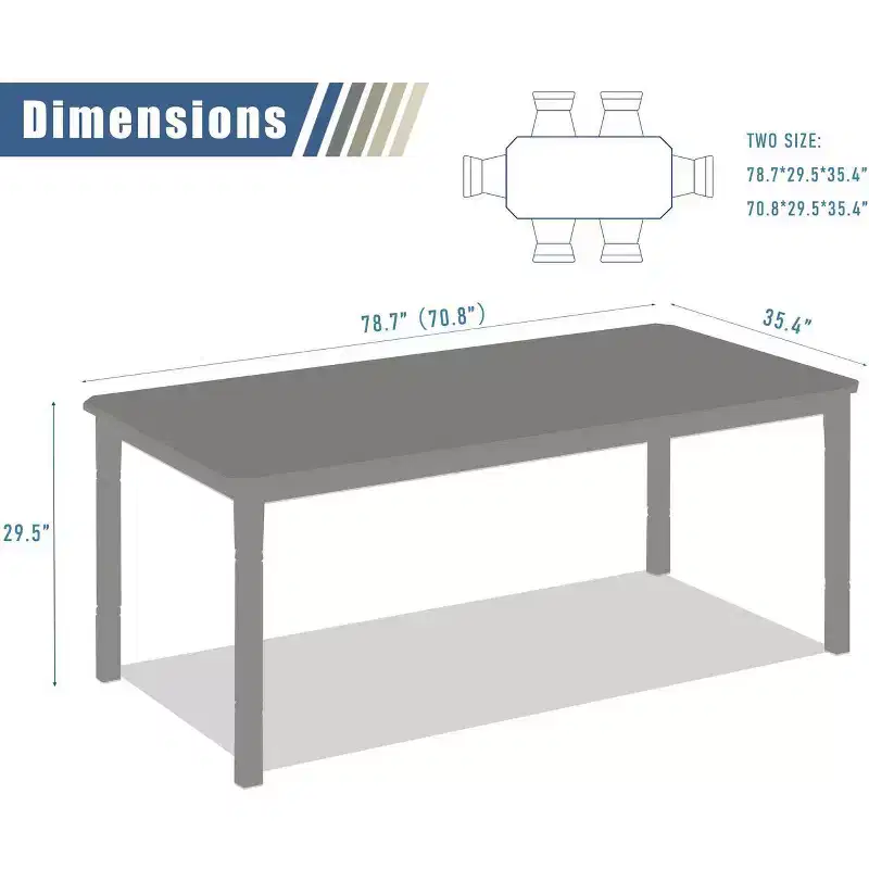 Coolmee Farmhouse Dining Table for 6-8 People, Rustic Industrial Kitchen Table with Sturdy Metal Frame & Chamfered Corners Dining Room Breakfast Nook