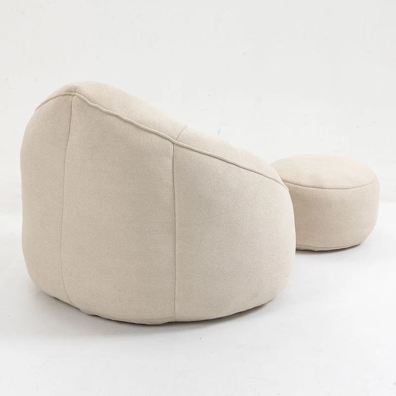 Beige Modern 40 Microfiber Accent Chair with Ottoman